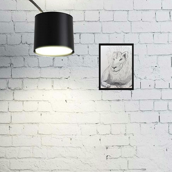 Lazy Lion Lying Down - Ink Drawing on Paper Original Artwork OOAK - Picture 2 of 2